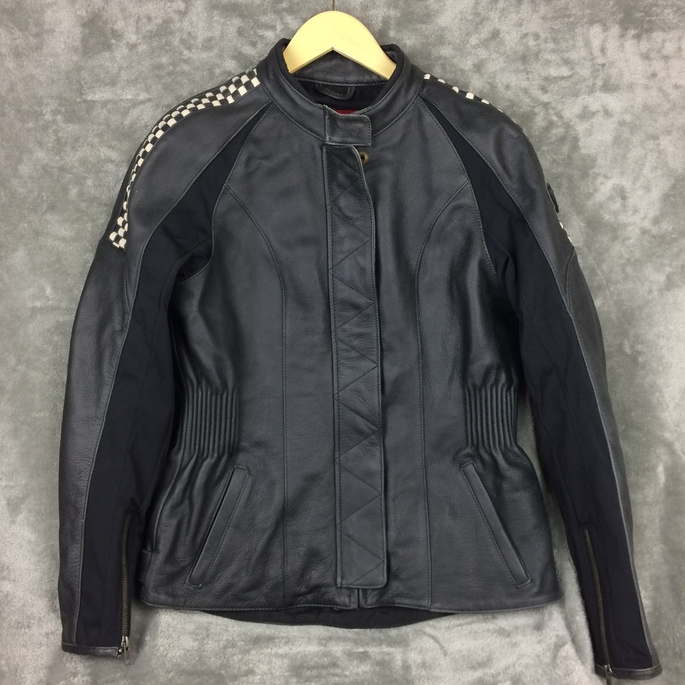 Triumph Biker‎ Leather Cafe Racer Jacket Womens Small Moto Armour Cowhide